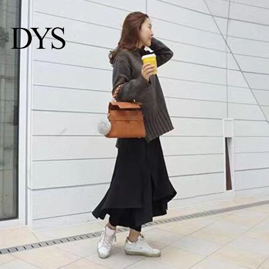 Pencil Pants Skirt High-Waist Elastic Waistband Irregular Split Hem Thickened Leggings Women Fake Two Piece Fleece Lining Maxi Skort