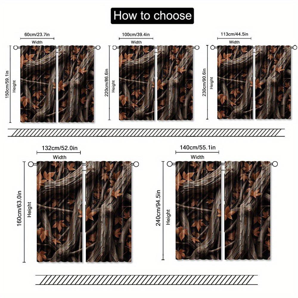 2pcs Hunting Camouflage Forest Print Curtains - Rod Pocket Design, Durable Polyester Microfiber, Light Filtering & Privacy Enhan
