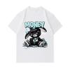 Men's 100% Cotton Crew Neck Short Sleeve T-Shirt, Cool Hip Hop Black Bunny Money Graphic Print Casual Comfortable Streetwear Tee for Daily Wear