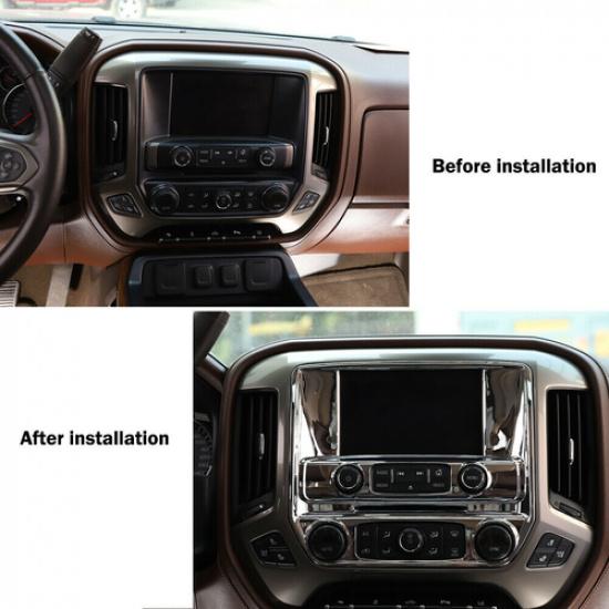 Chrome Console GPS Navigation Cover Panel Trim For Chevy Silverado/GMC Sierra