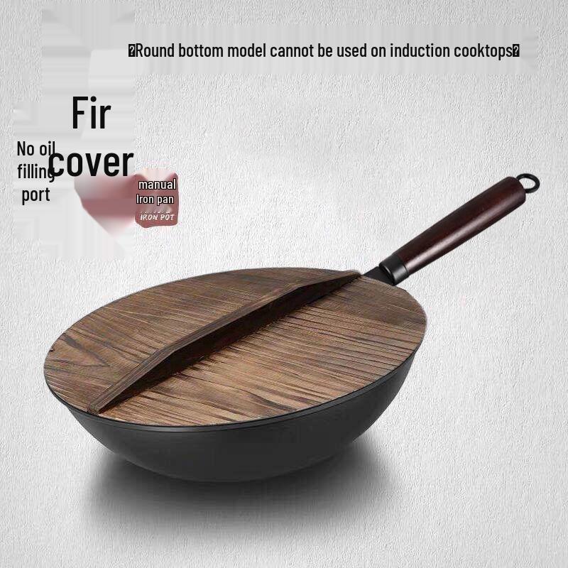 Hand-Forged Cast Iron Non-Stick Wok for Gas & Induction Stoves, Medium-High, No Coating