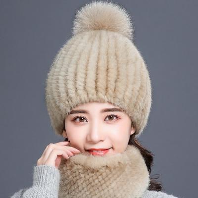 Hut Damen Winter Neue koreanische Version Nerzhaarweberei Verdickter Nerzlederhut Vielseitiger Ohrenschutz und warme Pelzmütze