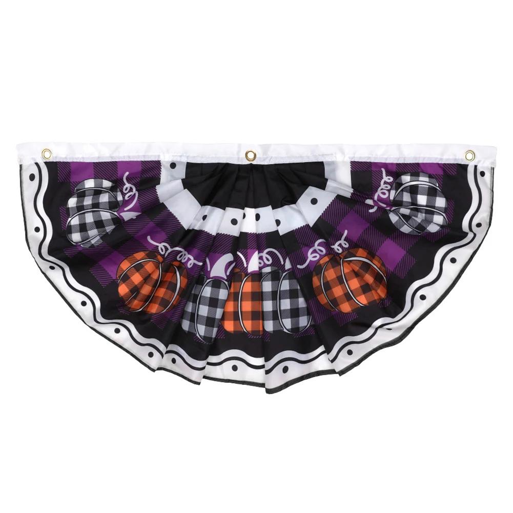 For Windows Hanging Halloween Flag Halloween Pleated Fan Flag Party Decoration Rich In Quantity Classic Halloween Patterns