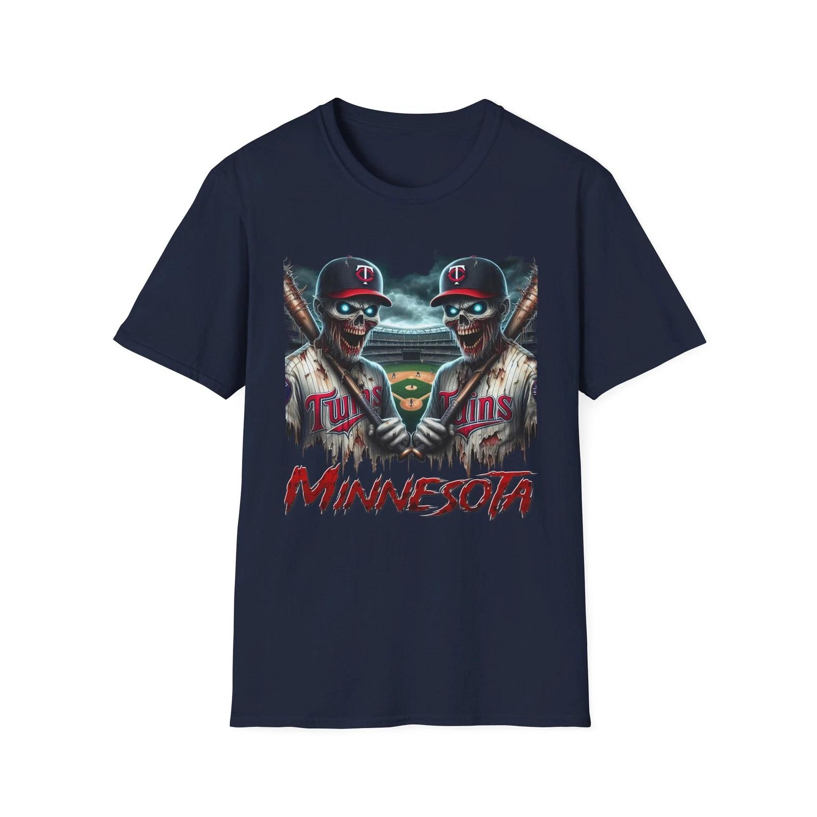 Men s and Women s T-shirts Minnesota Twins Horror Mashup T-Shirt - Spooky Baseball Fan Gear S