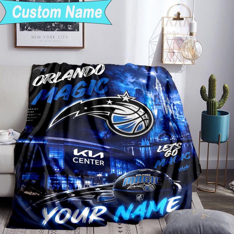 Custom Name Blanket Orlando Basketball Team Blanket Bedding Blanket for Travel, Camping, Living Rooms, Offices, Sofas, Fan Christmas Gift