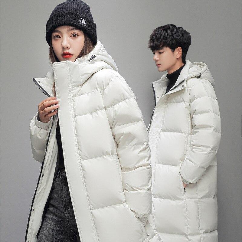 Herren-Daunenjacken, weiße Entendaunen-Pufferjacke, Winter, neues Outfit, warmer Parka mit Kapuze, verdickter Mantel, langer knielanger Herrenmantel