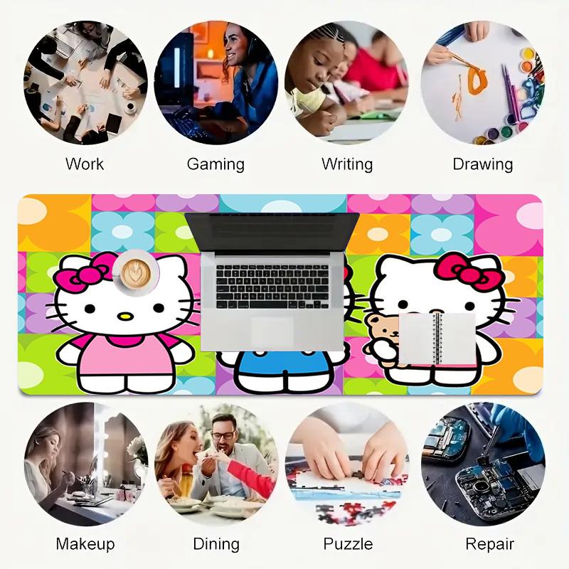 Hello Kitty Xl Gaming Mouse Pad Nonslip Rubber Base Stitched Edge Waterproof Desk Mat For Pc Laptop Gamer Office Computer Accessories C929904