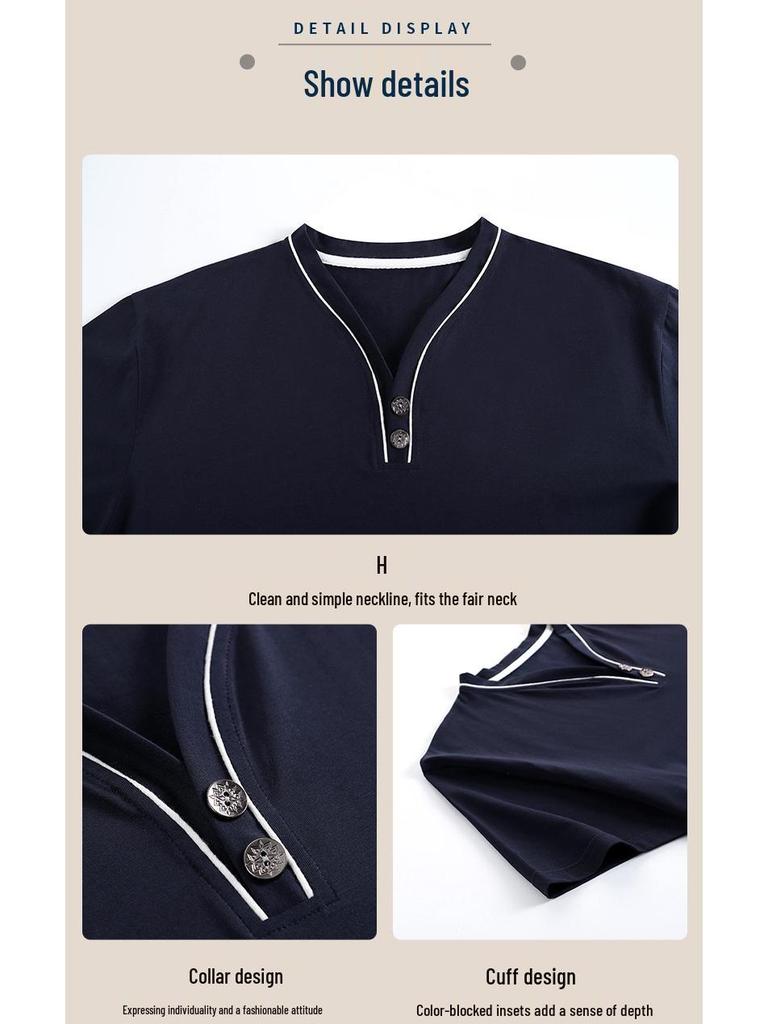 Men's Summer Modal Pajama Set - V-Neck, Short Sleeve & Shorts Combo, Wear Indoors or Out