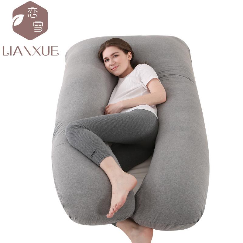 

Подушка для беременных Crystal Velvet U-образной формы, подушка для защиты талии, боковая подушка для сна, многофункциональная подушка для объятий во время кормления грудью 140x70cm