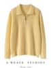 Elegant European Cashmere Lambswool Zip-Up Sweater for Women