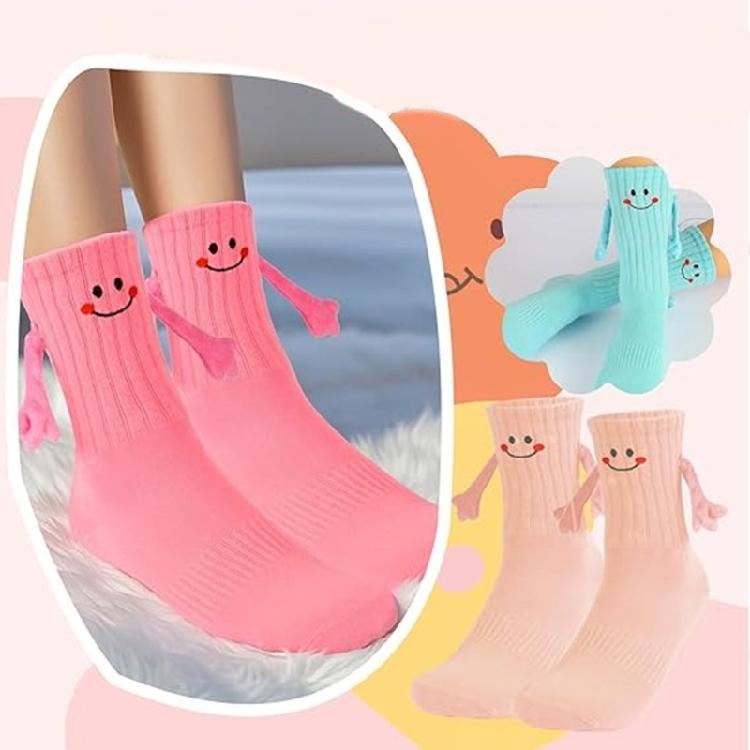 Magnetic Holding Hand Socks,Valentine Day Gifts Funny Couple Socks Magnetic Suction Doll Socks Boyfriend Girlfriend Sock