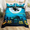 Kids Pumpkin Lantern Duvet Cover Set Twin King Halloween Bedding Set Microfiber Witch Mystery Graveyard Printt Comforter Cover
