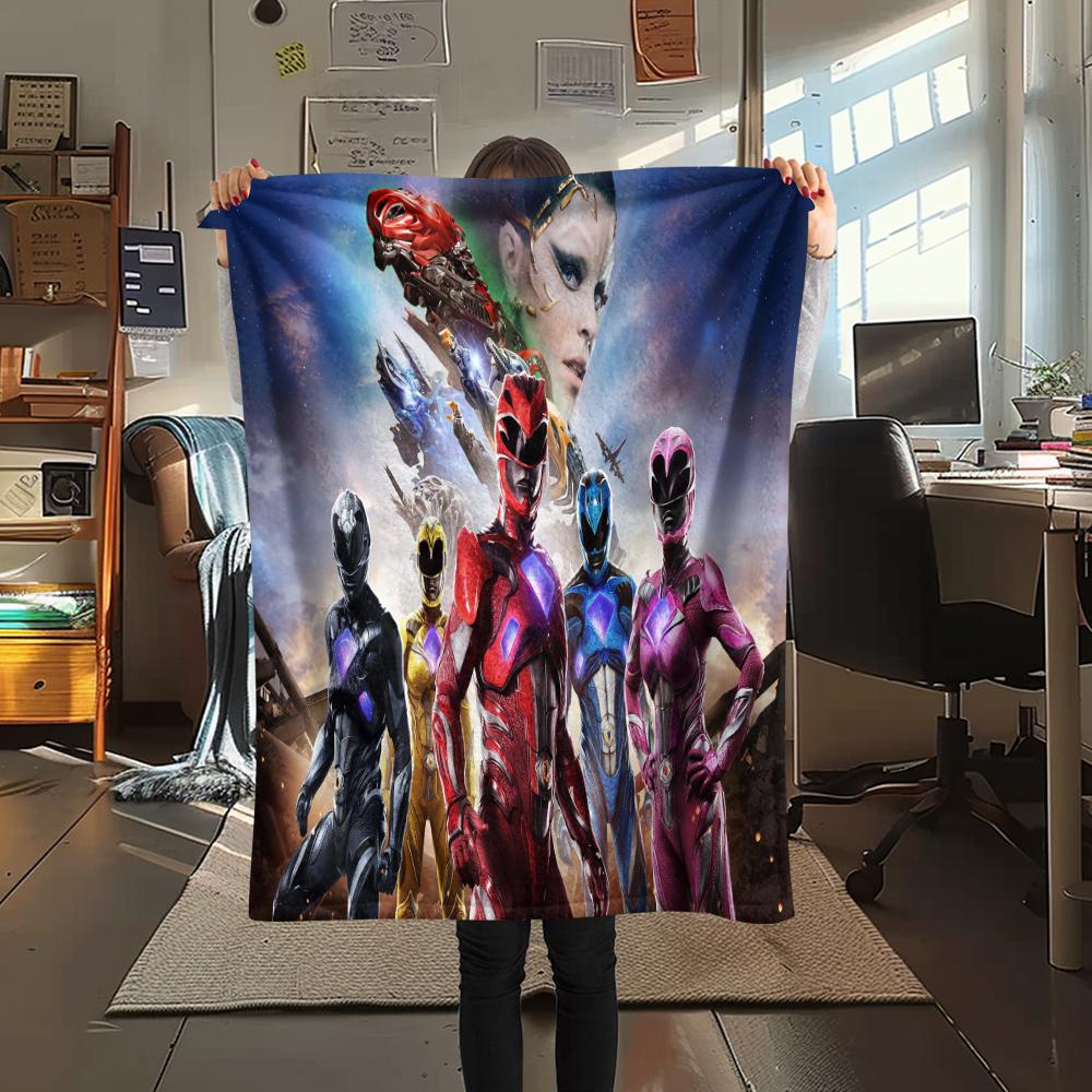 1 Stück Power Rangers Aufdruck Flanelldecke, Hohe Qualität, Bequem für alle Jahreszeiten, Heimdekoration, Wärme und Komfort, Perfekt für Geschenke
