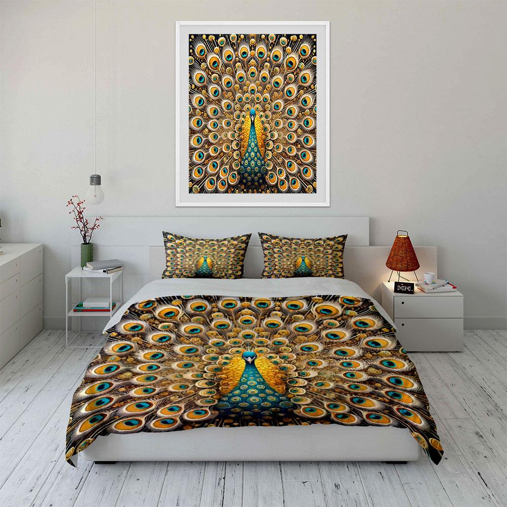 Luxury Peacock Decor Set Multiple Sizes Kid'S And Adults' Bedroom Exquisite 3Pc Bedding Set, Gift