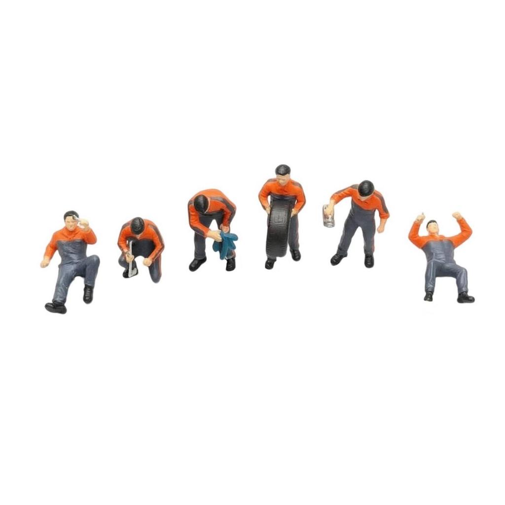 6 Pieces Technician Miniatures Compact Workshop Character Miniature Long-Lasting