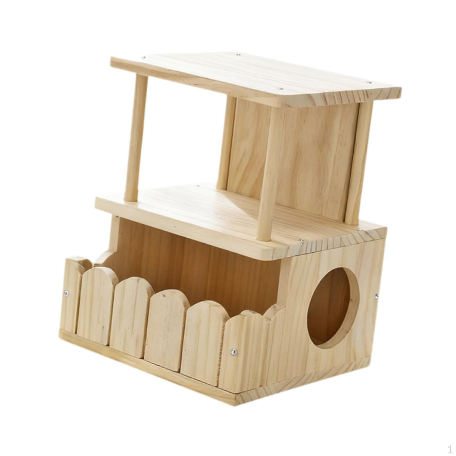 

Wooden Chinchilla House Small Animal Hideout Hut,Ventilated,Sturdy,Double Layer Cage Accessories for