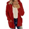 Ladies Casual Fashion  And Winter New Cardigan Coat Plush Fashion Solid Color Coat