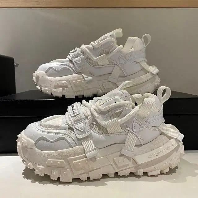 Modische Klobige Sneaker Herren Designer Reifensohle Laufschuhe Mode Lässig Mikrofaserleder Stoff Erhöhte Interne Plateau Schuhe