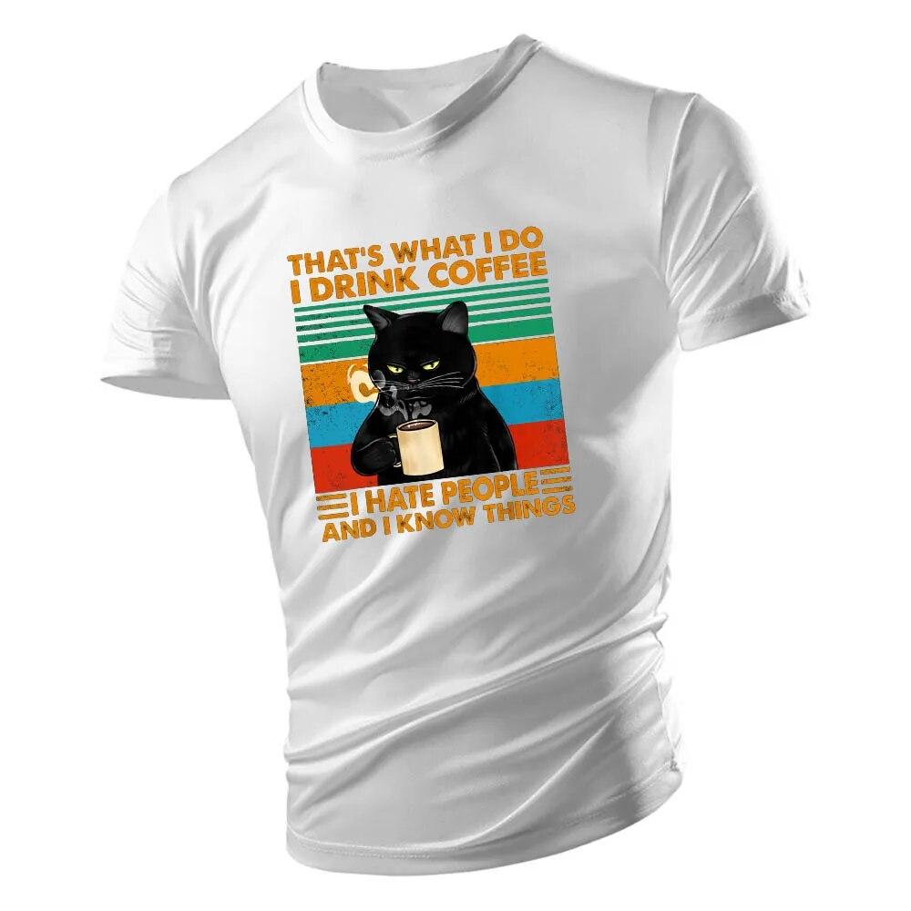 Summer Cartoon Cat Print Men'S Daily Crew Neck Short Sleeve 2023 New Casual T-Shirt Sports Style Comfortable Lightweight Style