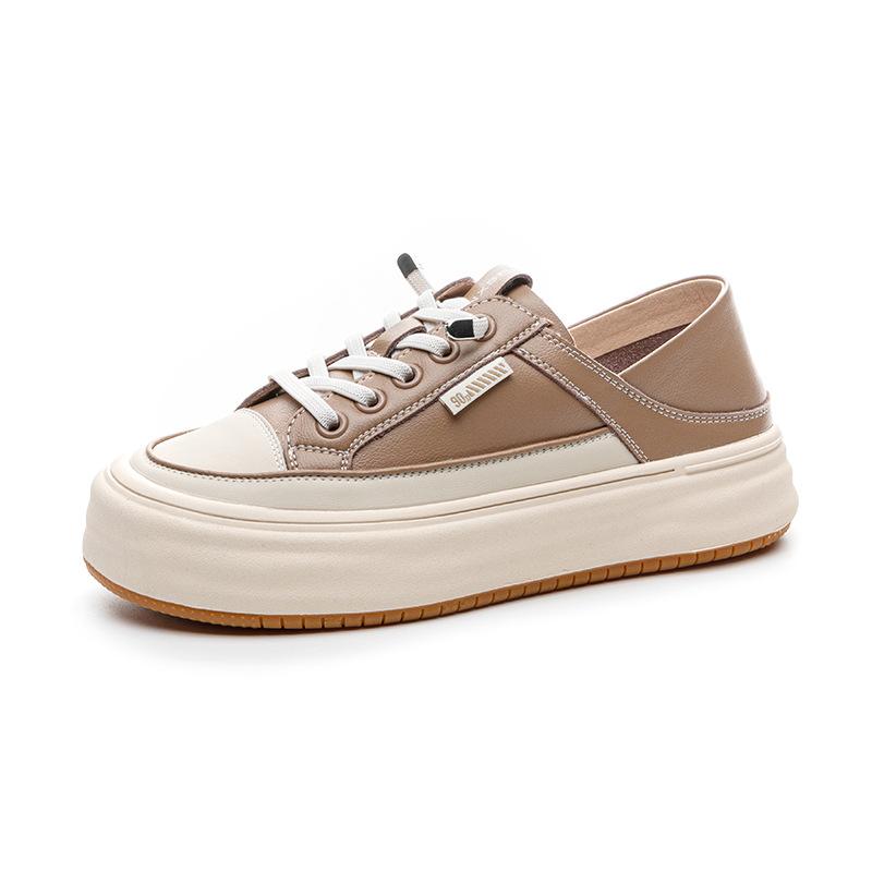 Retro platform two wear leather board shoes spring new comfortable soft sole casual
