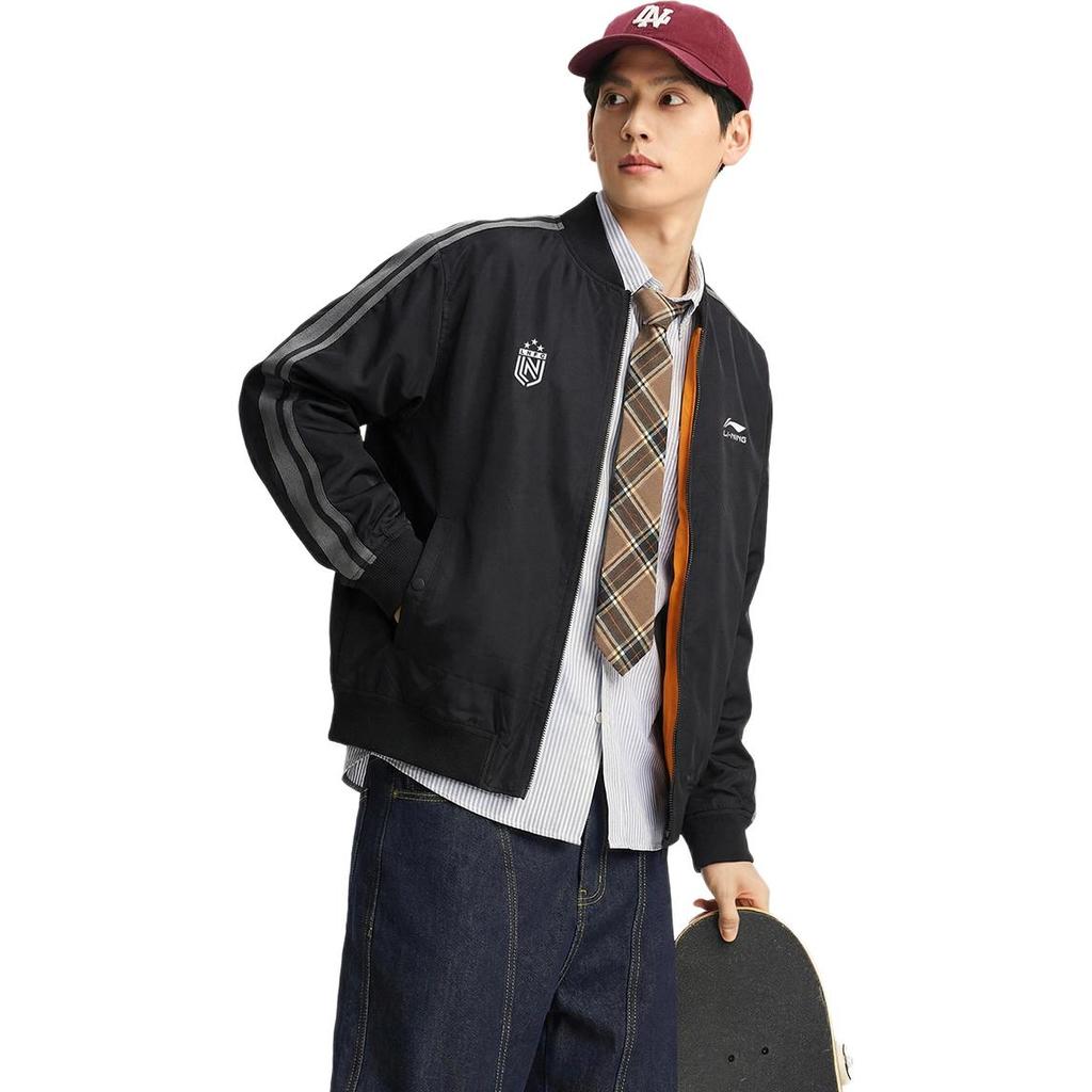 Li Ning Sports Lifestyle Series Baseball Collar Logo Couple Jacket Unisex jackets AJDW231-1