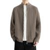 Men's Stand Collar Double Zipper Cardigan Sweater - High-End Lazy Style for Autumn and Winter