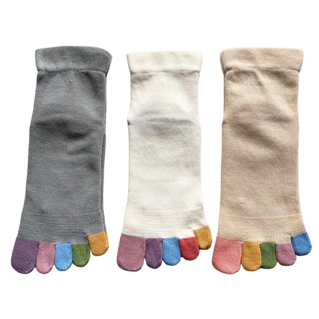 Mode Select Sports 3 Yoga Loose Elastic Cotton Outer Set Women's Five-Toe Socks, Socks, Pairs, Non-Slip, Socks, Fit, Cuffs, 100% Thread, 3-Pair