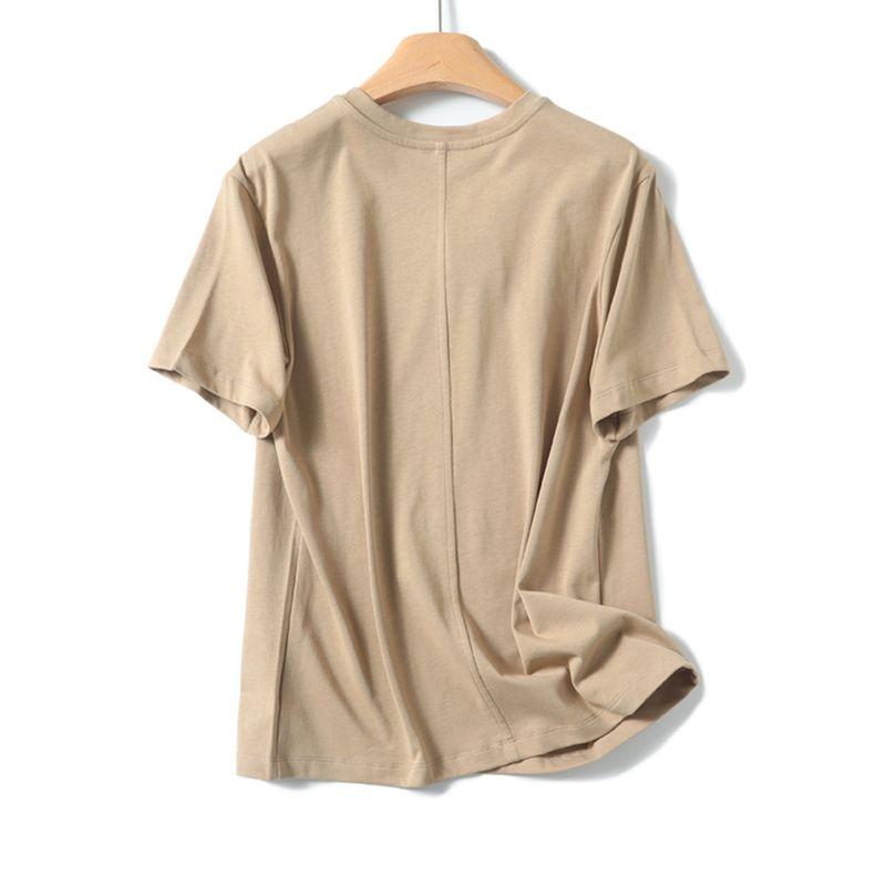 MD Women's New Casual Laid-Back Style Camel Heavy Weight Comfortable Pure Cotton Round Neck Short Sleeve T-shirt 06802901704