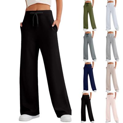 Women's Sports Fitness Pants Casual Loose High Waist Pants Drawstring Jogging Pants Women's Straight Leg Wide Leg Pants Casual Pants Yoga Pants