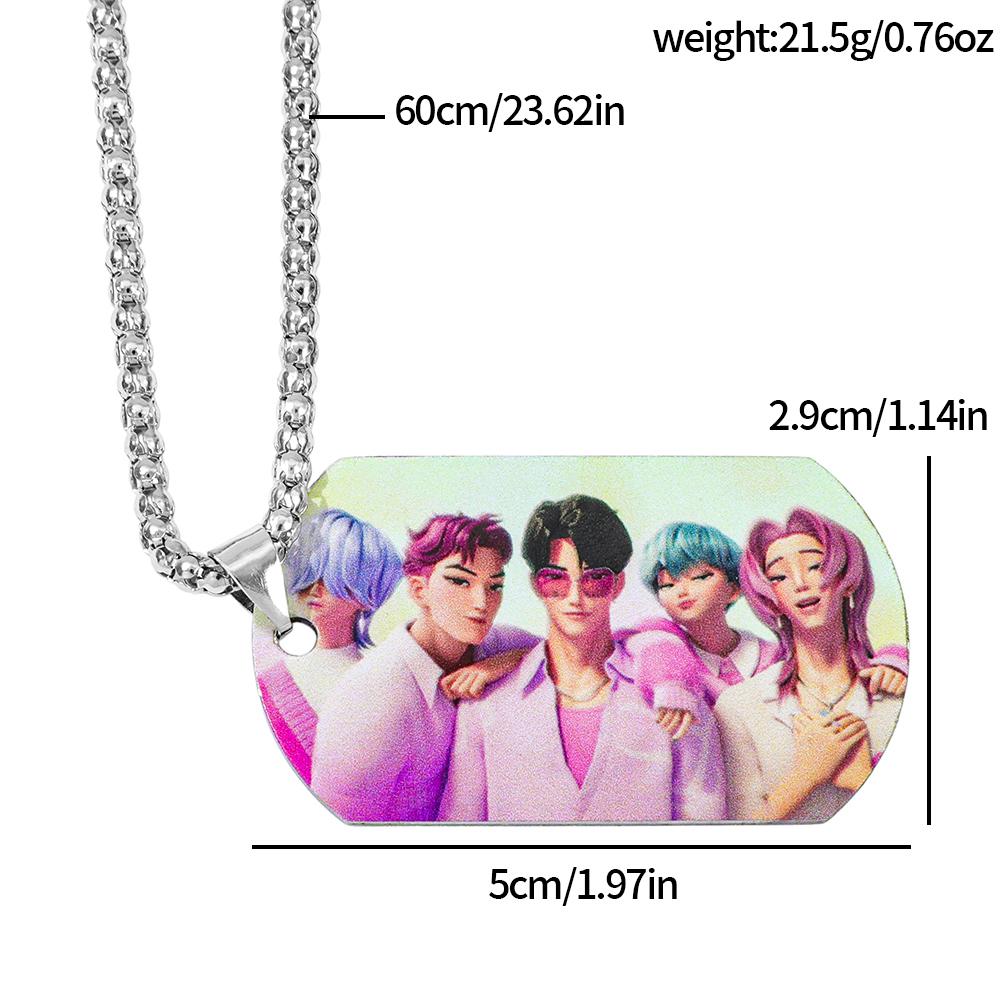 1pc KPop Demon Hunters Rumi Mira Zoey Blue Tiger Stainless Steel Pendant Necklace Unisex Fashion Chain Jewelry Fans Gift