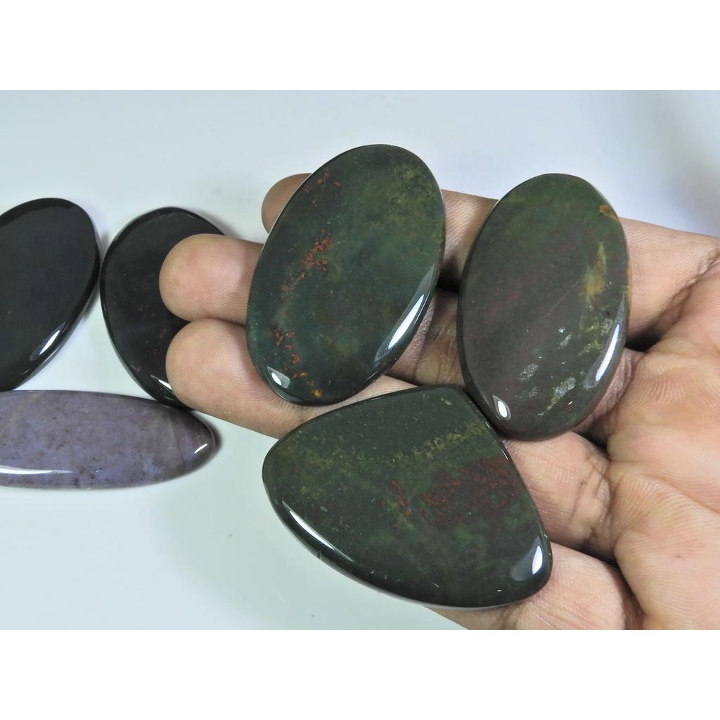 06Pcs Natural Blood Red Bloodstone Oval Cabochon Loose Gemstone Lot 429Cts. A-751