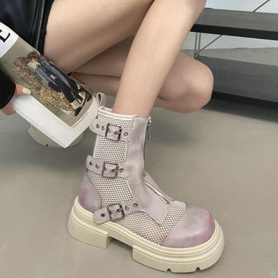 British Style Thick Soled Martin Boots Women's New Summer Thin Mesh Short Boots