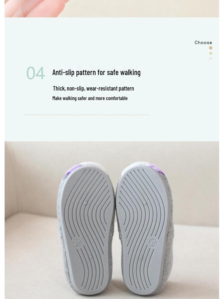 Unicorn Girls' Indoor Backless Slippers - Silent Cotton Shoes for Wood Floors