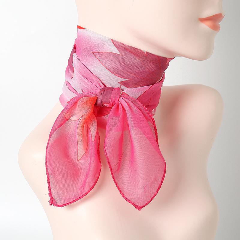 65cm Baotou Square Scarf Women's Spring and Summer Chiffon Printed Thin Cotton Scarf Versatile Decorative Scarf Hairband