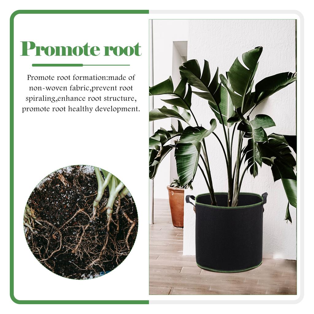 5 Pcs Plant Grow Bags Non-Woven Fabric Durable Drainage Aeration Pouch For Vegetable Flower Garden Nursery Growing Kits