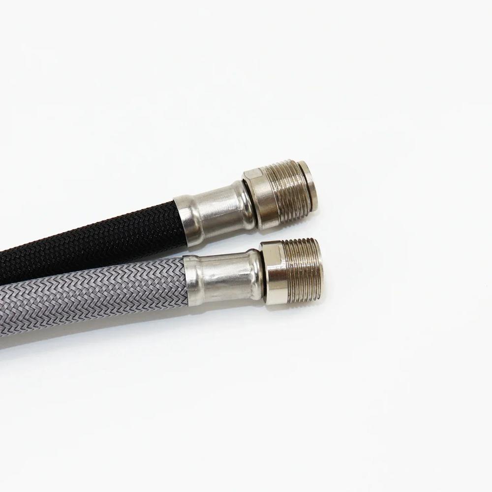 50cm/60cm/85cm F1/2 M15*1 Nylon Braided Flexible Water Hose For Kitchen Pull Out Faucet Hose Spinning Tube Black Gray Plumbing