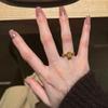 Fashion Knot Design Bright Ice Flower Cut Pigeon Egg Yellow Diamond Ring Ins Wind Exquisite High Sense Open Female Ring