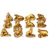 Kreative Retro Messing Tierkreiszeichen Simulation Tier Goldene Kleine Skulptur Handwerk Dekoration Chinesische Moderne Heimdekoration