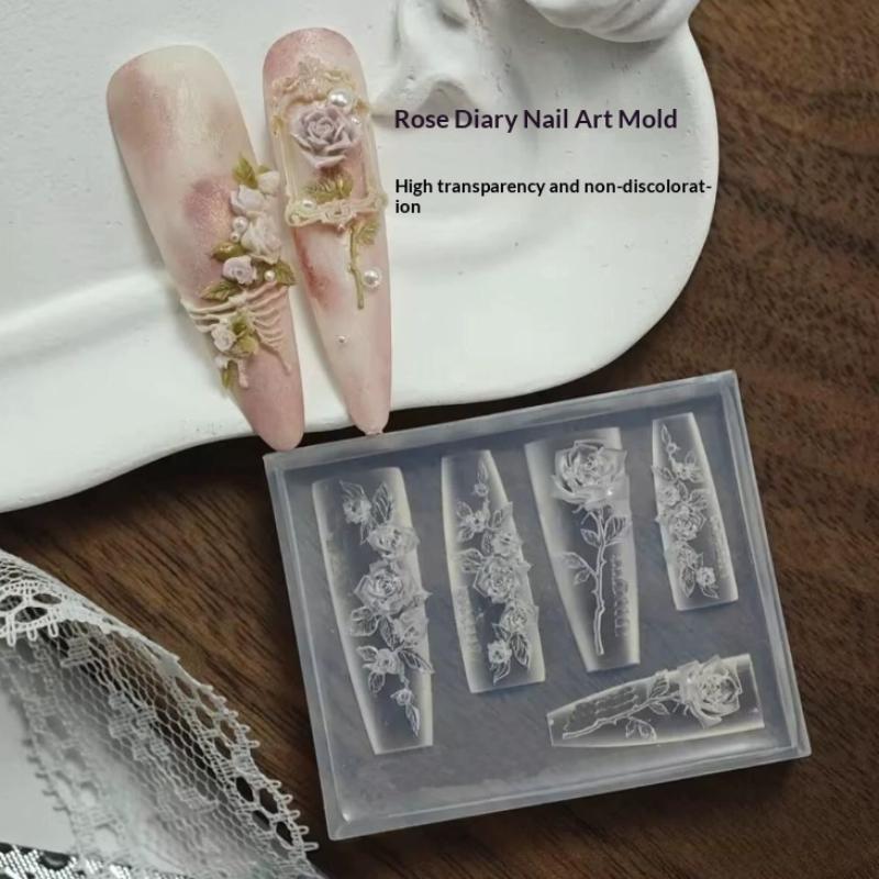 Blumen Nail Art Form Silikon Relief Vintage 3D Nagel Dekoration Nagelstudio Nagel Stempel Zubehör Maniküre Werkzeug Diy