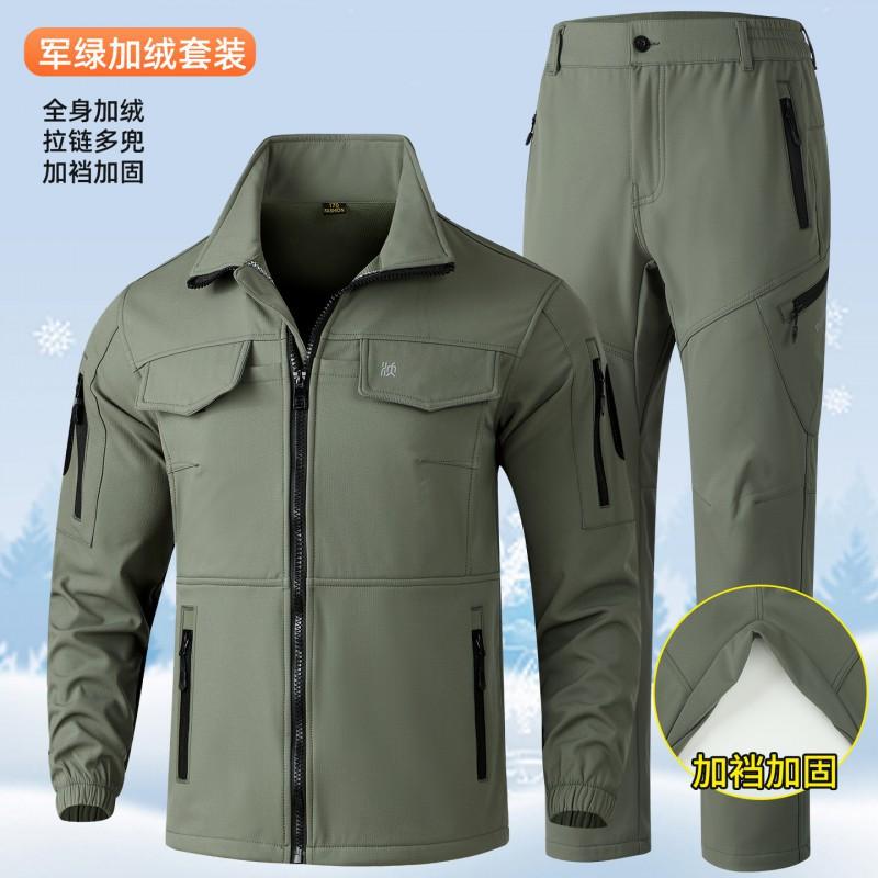

Assault Suit Men Women With Velvet Four-sided Elastic Cold-proof Windproof Warm Cycling Hiking Clothes Outdoor Thickening 175 Suggestion 120-140 kg
