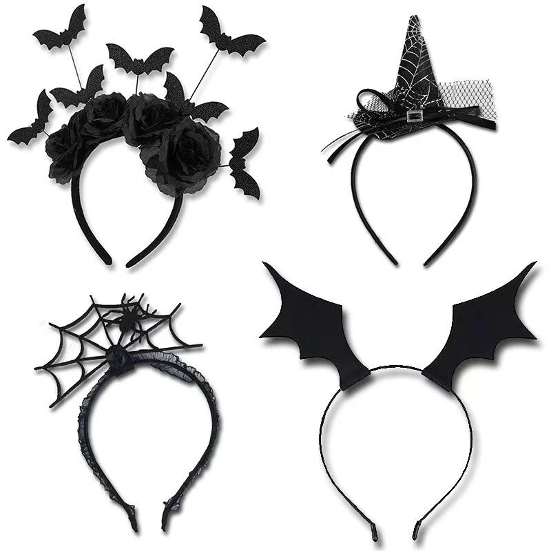 Halloween Devil Horns & Bat Headband with Feathers - Party Decoration