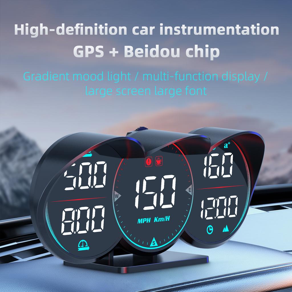 G17 Car HUD GPS+Beidou Chip Head Up Display LCD Speedometer Slope Meter Driving Distance Compass Overspeed Alarm For All Cars
