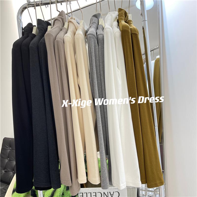 Damen Verdickter Einfarbiger Gerippter Flanell Rollkragen