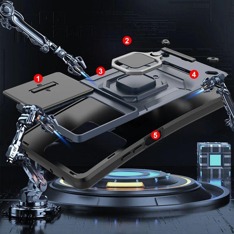 For Xiaomi Redmi K70 Pro Case Magnetic Ring Car Holder Phone Case For Xiaomi redmi K70 K70Pro K70E Slide Camera Armor Back Cover