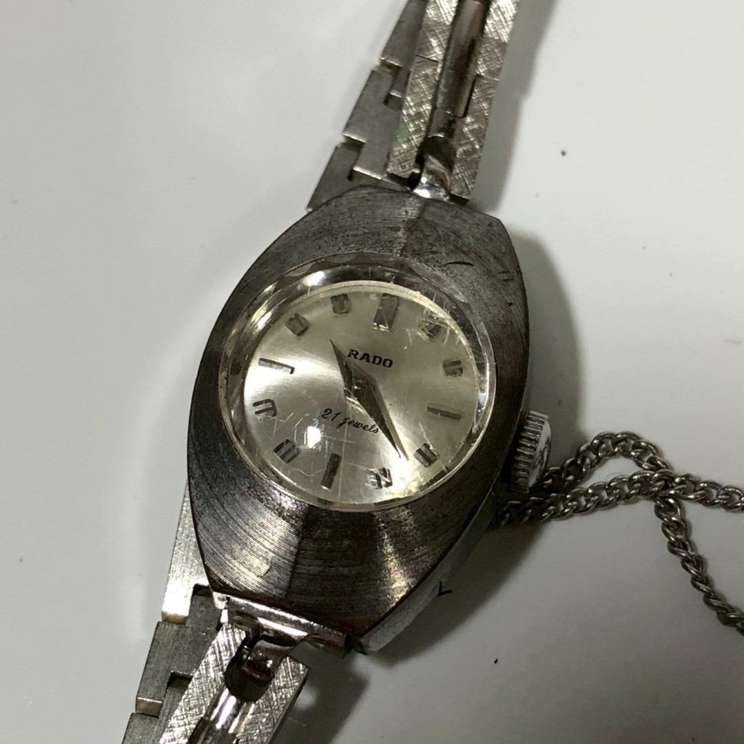 Used RADO Vintage Watch Manual Winding Oval Metal Band 21 Stones Antique Retro