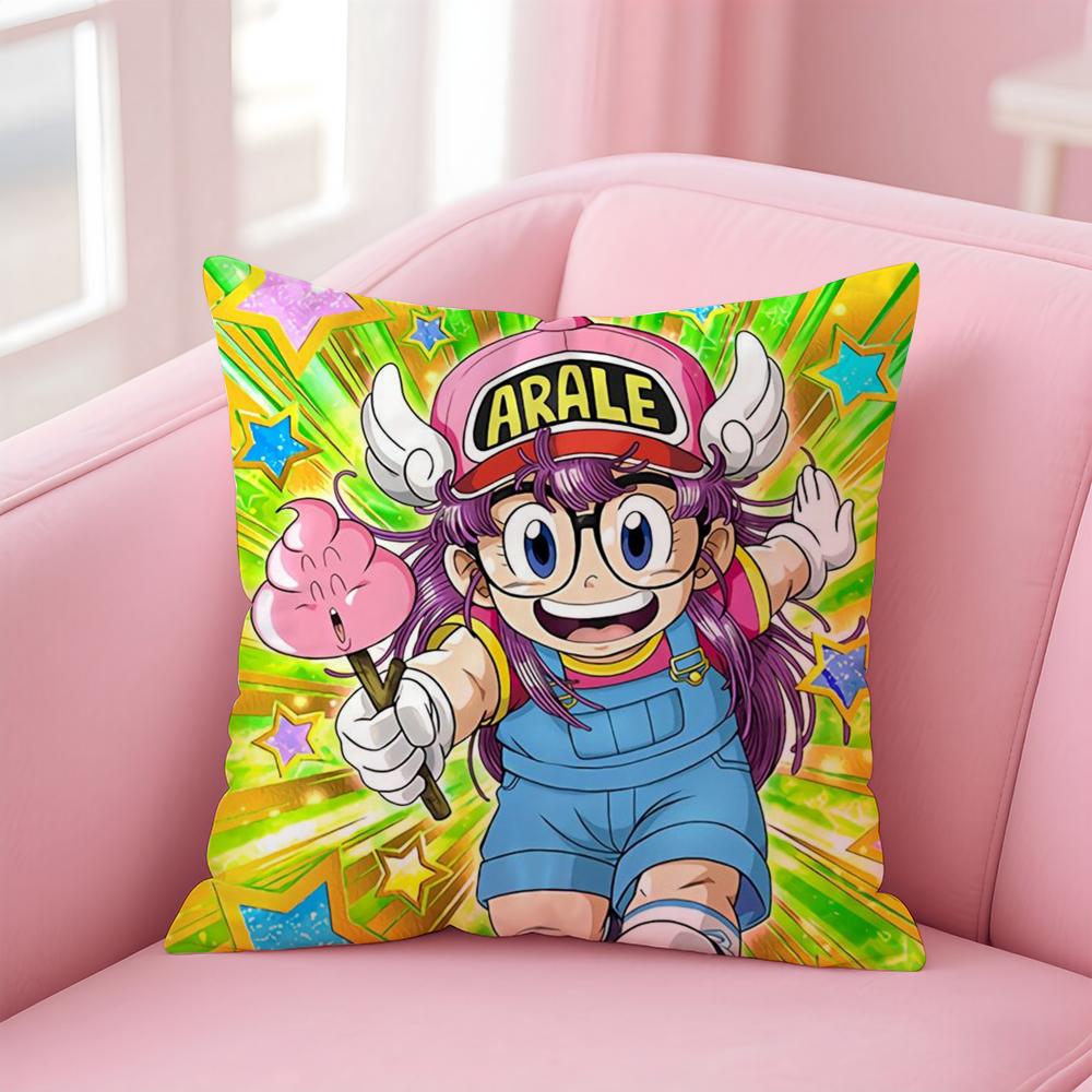 Cartoon Dr SSlump Arale Cushion Cover Linen Pillowcase Cover Soft Decor for Sofa Home Room