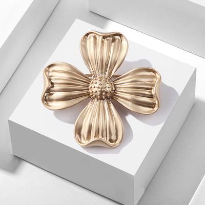 Spilla con fibbia per sciarpa in seta anti-luce opaca da donna, vintage, a quattro foglie, con fiori