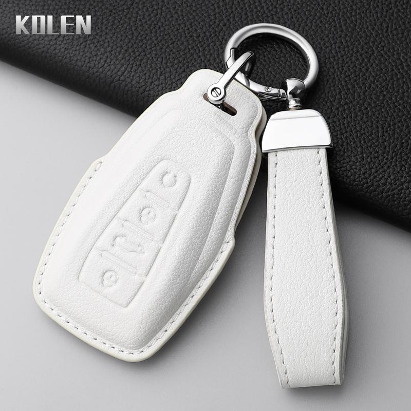 Genuine Leather Auto Smart Key Fob Cover Case Housing Fit For Geely Atlas Boyue Nl3 Coolray X6 X7 Ex7 Emgrand Kulrey Gt Gc9 Protector Key Ring