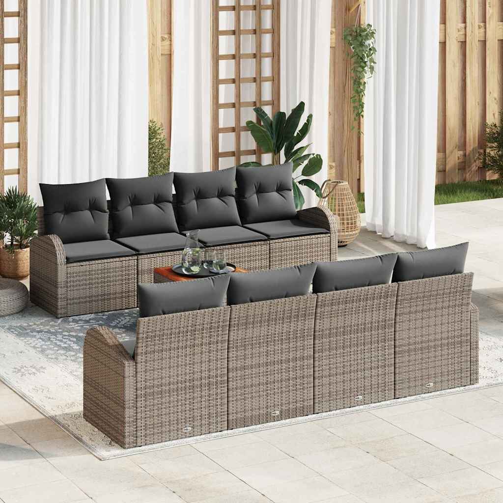 9 Piece Grey Garden Sofa Set with Cushions