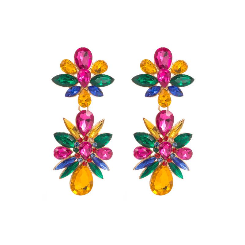 

Женские серьги, длинные цветочные серьги из цветного кристаллического сплава, серьги-капли премиум-класса для вечеринок OneSize жёлтый